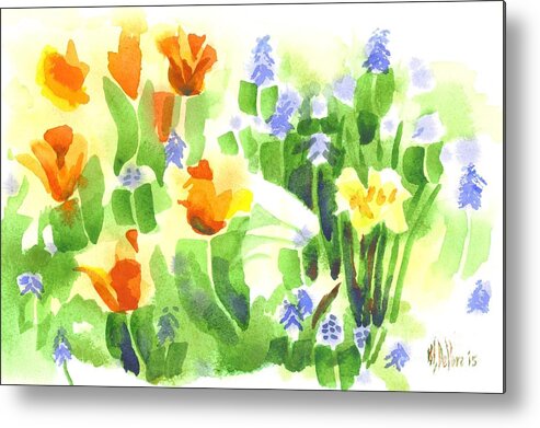 Brightly April Flowers Metal Print featuring the painting Brightly April Flowers by Kip DeVore
