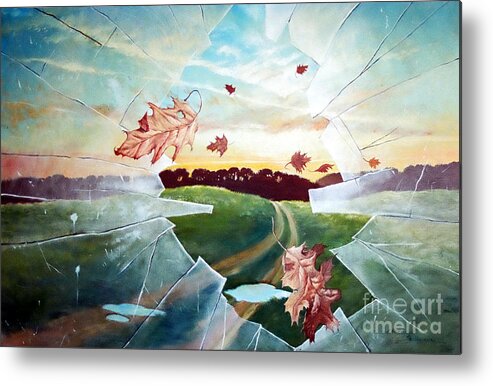 Window Metal Print featuring the painting Broken Pane by Christopher Shellhammer