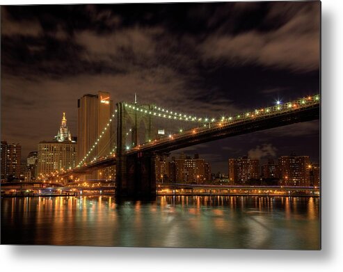 Brooklyn Bridge Metal Print featuring the photograph Brooklyn Bridge at Dusk by Shawn Everhart
