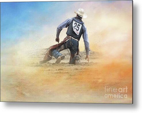 Cowboy Metal Print featuring the photograph Bucked Off by Jim Hatch