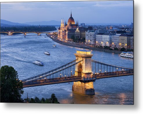 Budapest Metal Print featuring the photograph Budapest Cityscape at Dusk by Artur Bogacki