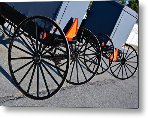 Amish Metal Print featuring the photograph Buggy Parking Lot by Tana Reiff