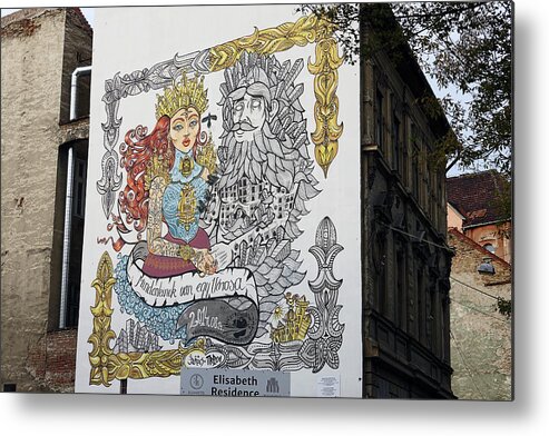 Street Art Metal Print featuring the photograph Building Street Art In Budapest Hungary by Rick Rosenshein