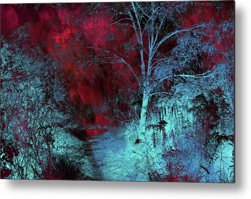 Jenny Rainbow Fine Art Photography Metal Print featuring the photograph Burgundy Red MoonLight by Jenny Rainbow