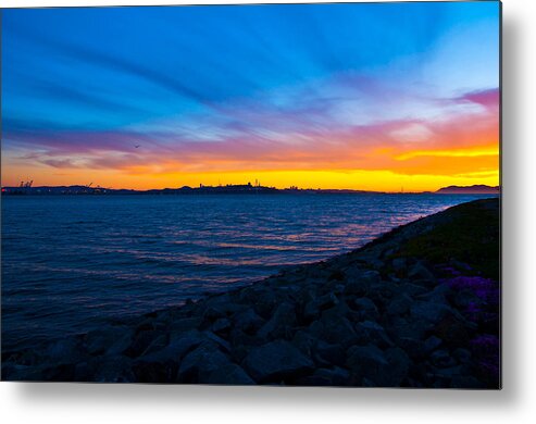 Sunset Metal Print featuring the photograph Burn across the bay by De'Onna Jack