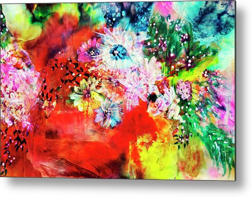 Burst Of Spring Flowers Metal Print featuring the painting Burst of Spring Flowers by Don Wright