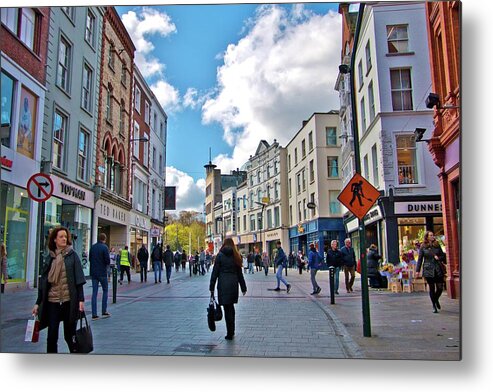 Grafton Street Metal Print featuring the photograph Busy Grafton Street in Dublin by Marisa Geraghty Photography