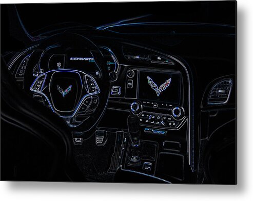 Corvette Metal Print featuring the digital art C7 Corvette Interior by Darrell Foster