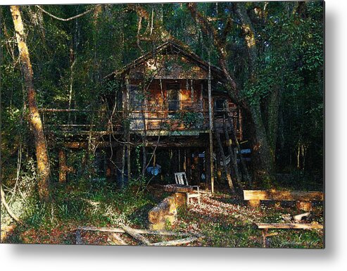 Log Cabin Metal Print featuring the digital art Cabin Fever Watercolor by Joseph G Holland