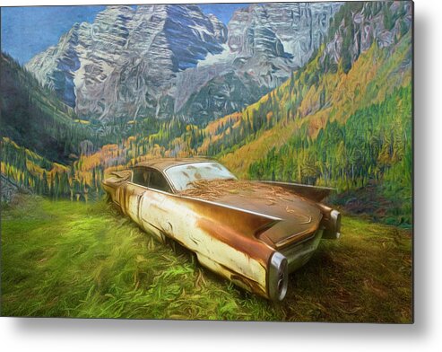 1960 Metal Print featuring the photograph Cadillac in the Country Mountains by Debra and Dave Vanderlaan