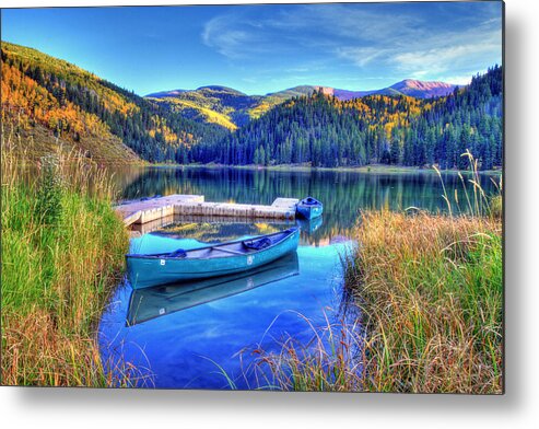 Colorado Metal Print featuring the photograph Canoe and Lake by Scott Mahon