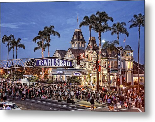 Carlsbad Metal Print featuring the photograph Carlsbad Village Sign Lighting by Ann Patterson