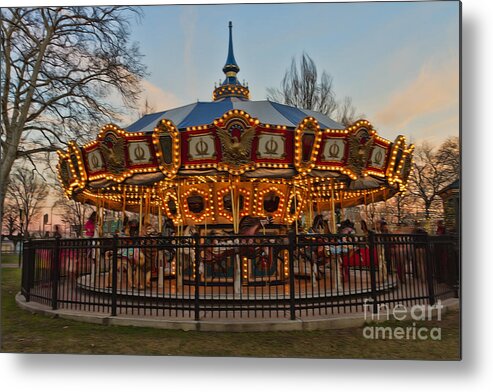 Carousel Metal Print featuring the photograph Carousel at Dusk by Terry Weaver