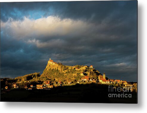 Castle Metal Print featuring the photograph Castle at Sunset under Thunderstorm by Andreas Berthold