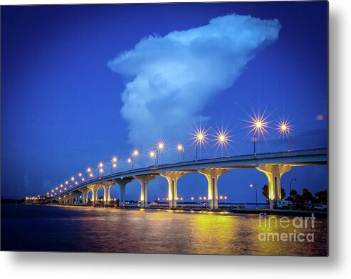 Causeway Metal Print featuring the photograph Causeway and Cloud by Tom Claud