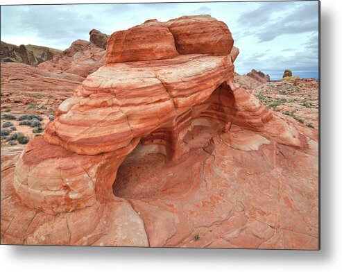 Valley Of Fire State Park Metal Print featuring the photograph Cave Rock in Valley of Fire by Ray Mathis