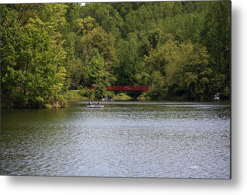 Centennial Metal Print featuring the photograph Centennial Lake Spring - Red Bridge Fishing by Ronald Reid