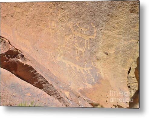 Anasazi Metal Print featuring the photograph Chaco Canyon Petroglyphs by Debby Pueschel