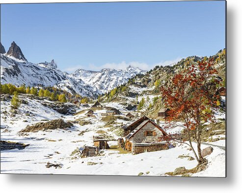 Snowy Landscape Metal Print featuring the photograph Chalets Laval - French Alps by Paul MAURICE