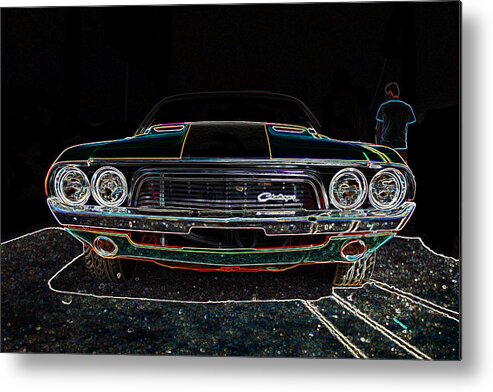 Dodge Metal Print featuring the digital art Challenger Neon by Darrell Foster