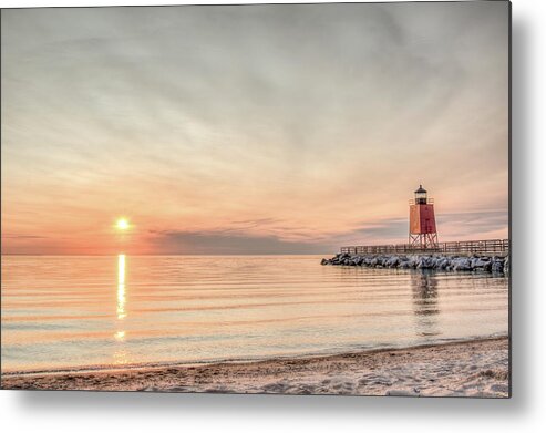 Charlevoix Metal Print featuring the photograph Charelvoix Lighthouse in Charlevoix, Michigan by Peter Ciro