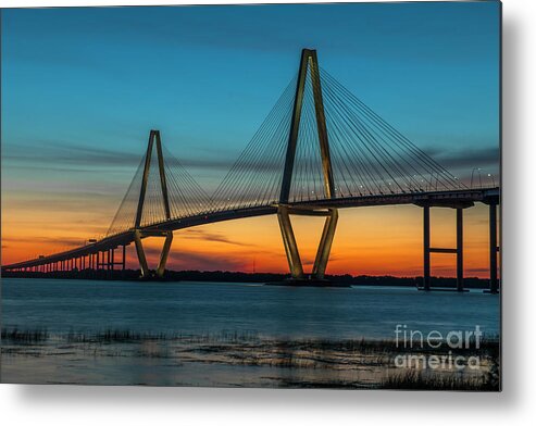 Arthur Ravenel Jr. Bridge Metal Print featuring the photograph Charleston Golden Hour by Dale Powell
