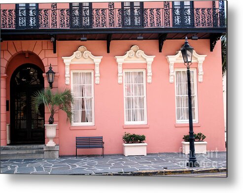 Charleston Houses Metal Print featuring the photograph Charleston Mills House Coral Black White Architecture - Charleston Historical Homes by Kathy Fornal