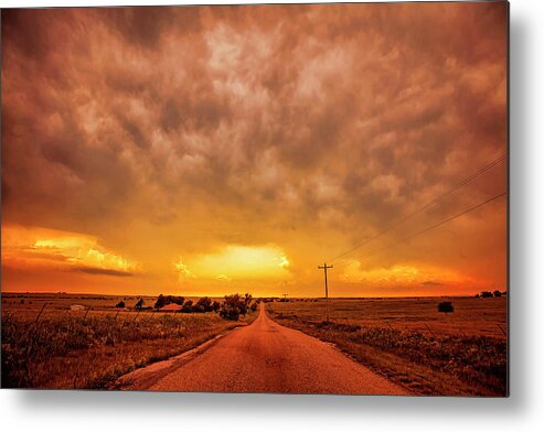 Landscape Metal Print featuring the photograph Chasing the Sunset by Toni Hopper