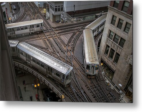 #railroad #railroads Train #trains Metal Print featuring the photograph Chicago CTA Tower 18 Junction by Jim Pearson