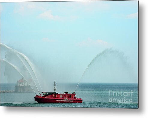 Chicago Metal Print featuring the photograph Chicago Fire Department Fireboat by David Levin