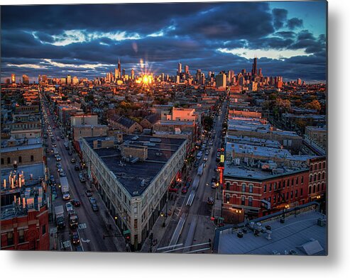 Chicago Metal Print featuring the photograph Chicago Reflection Burst by Raf Winterpacht