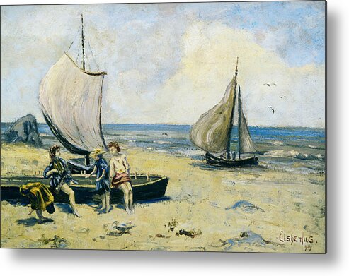 19th Century Art Metal Print featuring the painting Children on the Beach by Louis Michel Eilshemius