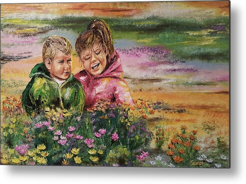 Child Metal Print featuring the painting Children by Sunel De Lange