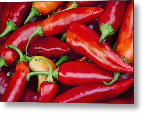 Food Metal Print featuring the photograph Chili Peppers by Marion McCristall