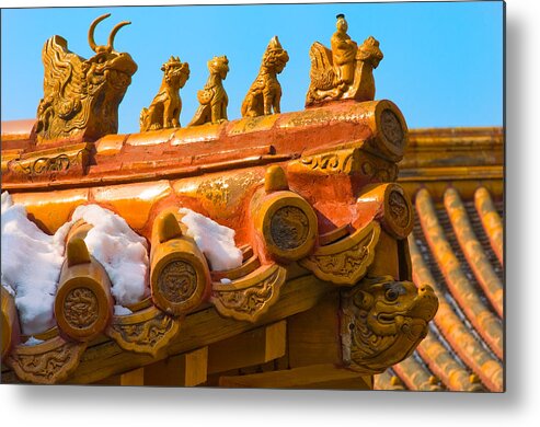 China Metal Print featuring the photograph China Forbidden City Roof Decoration by Sebastian Musial