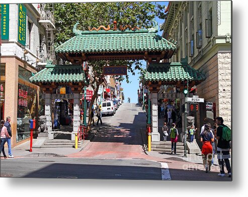 Wingsdomain Metal Print featuring the photograph Chinatown Gate on Grant Avenue in San Francisco by Wingsdomain Art and Photography