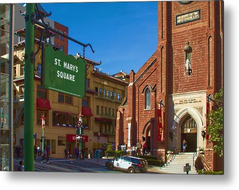 Bonnie Follett Metal Print featuring the photograph Chinatown View from St. Mary's Square by Bonnie Follett