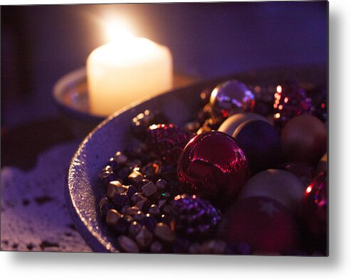 Christmas Metal Print featuring the photograph Christmas Candlelight by Dart Humeston