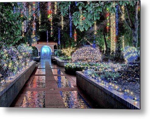 Alex Lyubar Metal Print featuring the photograph Christmas illuminations in the Tilford Gardens by Alex Lyubar