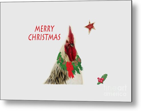 Tee-shirt Metal Print featuring the photograph Christmas Rooster Tee-shirt by Donna Brown
