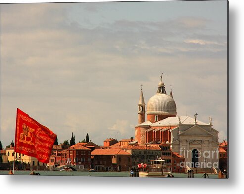 Venice Metal Print featuring the photograph Church of the Redentore in Venice with Flag of Venice by Michael Henderson