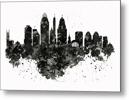 Cincinnati Metal Print featuring the painting Cincinnati Skyline Black and White by Marian Voicu