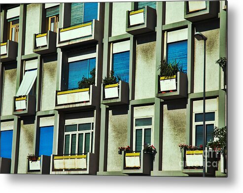 City Metal Print featuring the photograph City balconies by Silvia Ganora