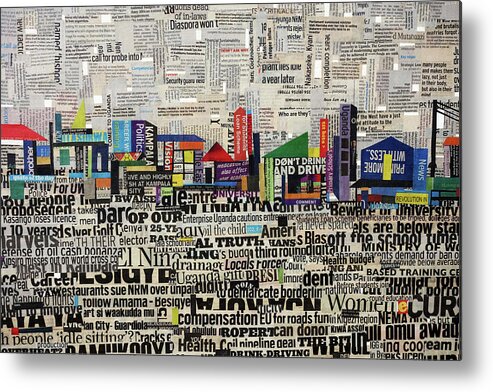 Collage Metal Print featuring the mixed media City Scape by Ronex Ahimbisibwe
