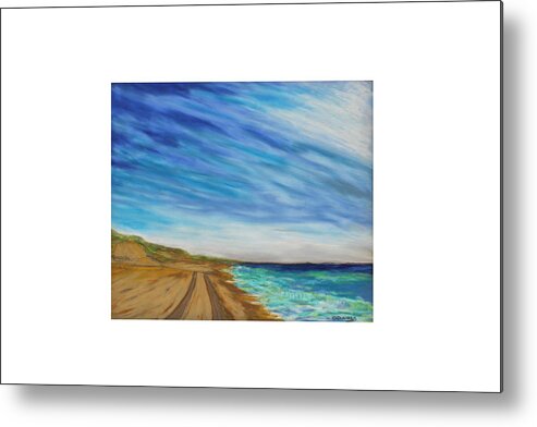Four Wheel Drive Tide Ocean Coastal Bay Sky Sand Dunes Return Water Blue Green Oysters Clams Food Fish Catch Eat Cook Fun Action Motion Metal Print featuring the painting Clammin Home by Daniel Dubinsky