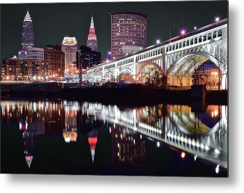 Cleveland Metal Print featuring the photograph CLE in Selective Color by Frozen in Time Fine Art Photography