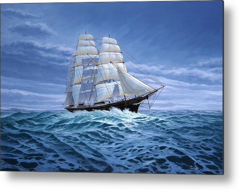 Clipper Ships Metal Print featuring the painting Clear Skies Ahead by Del Malonee