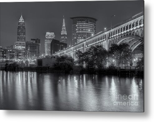 Clarence Holmes Metal Print featuring the photograph Cleveland Night Skyline III by Clarence Holmes
