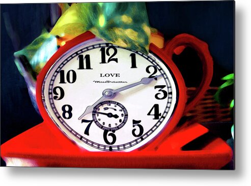 Art Metal Print featuring the digital art Clock in the Garden Painting 3 by Miss Pet Sitter