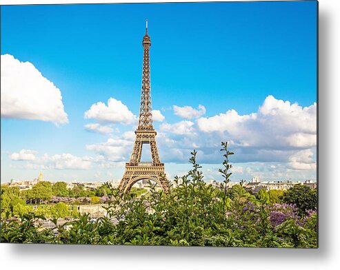 Eiffel Tower Metal Print featuring the photograph Cloud 9 - Eiffel Tower - Paris, France by Melanie Alexandra Price